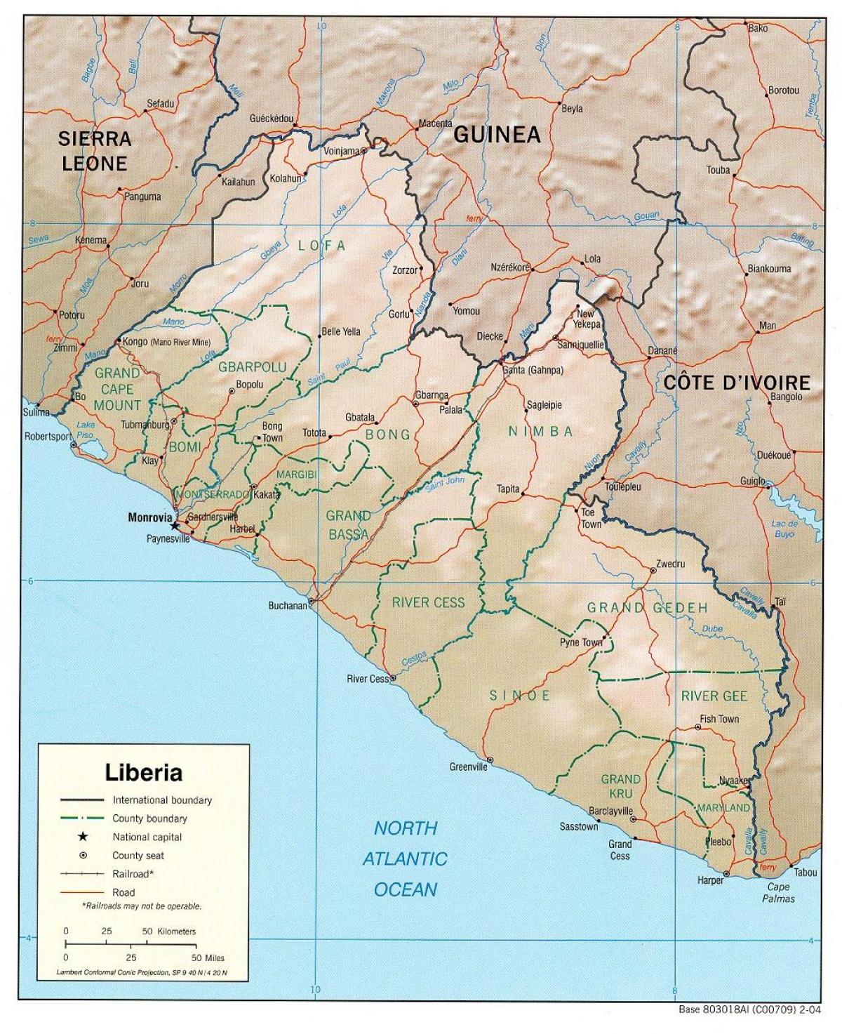 karta je geografska karta Liberiji