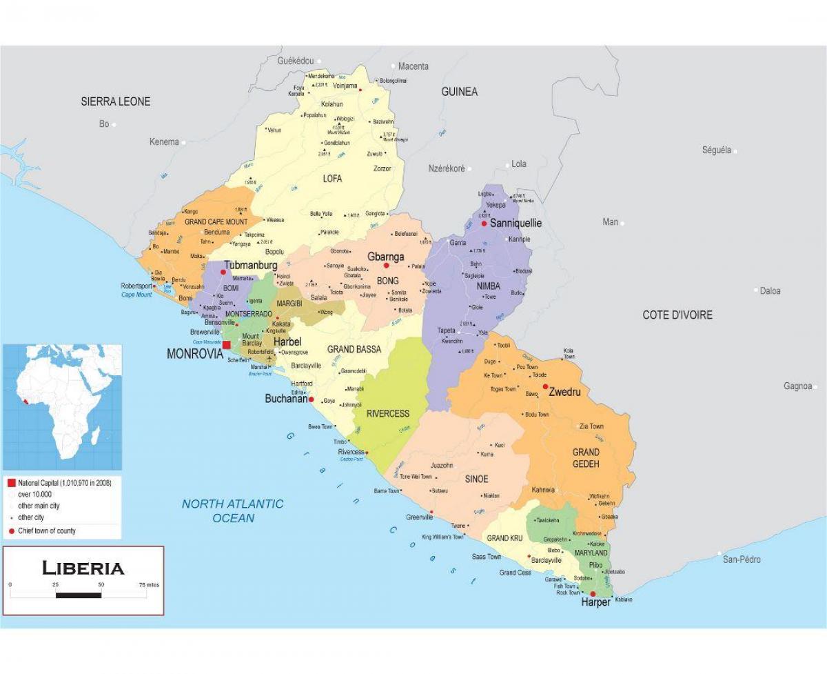 kartu izvući političku kartu Liberiji