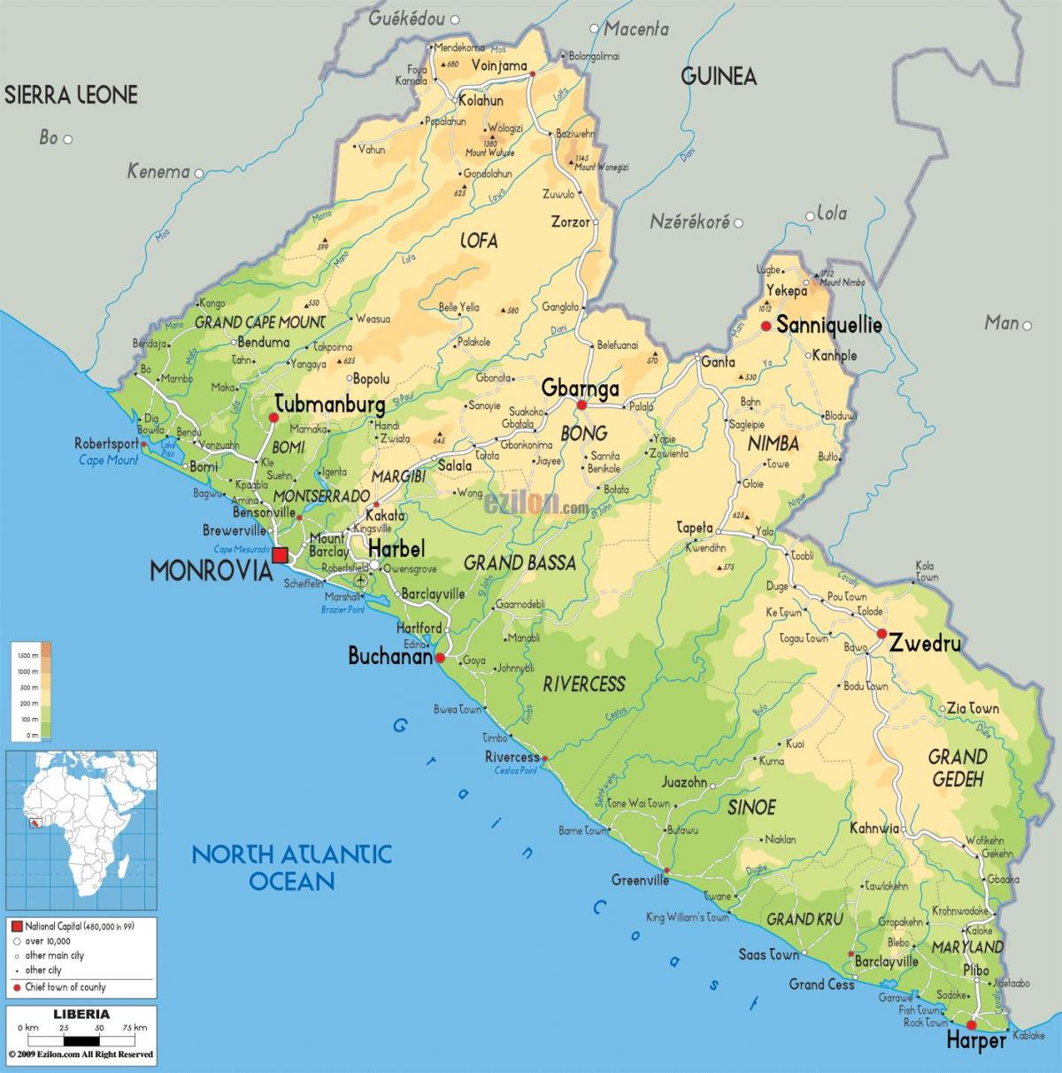 nacrtati na karti Liberiji