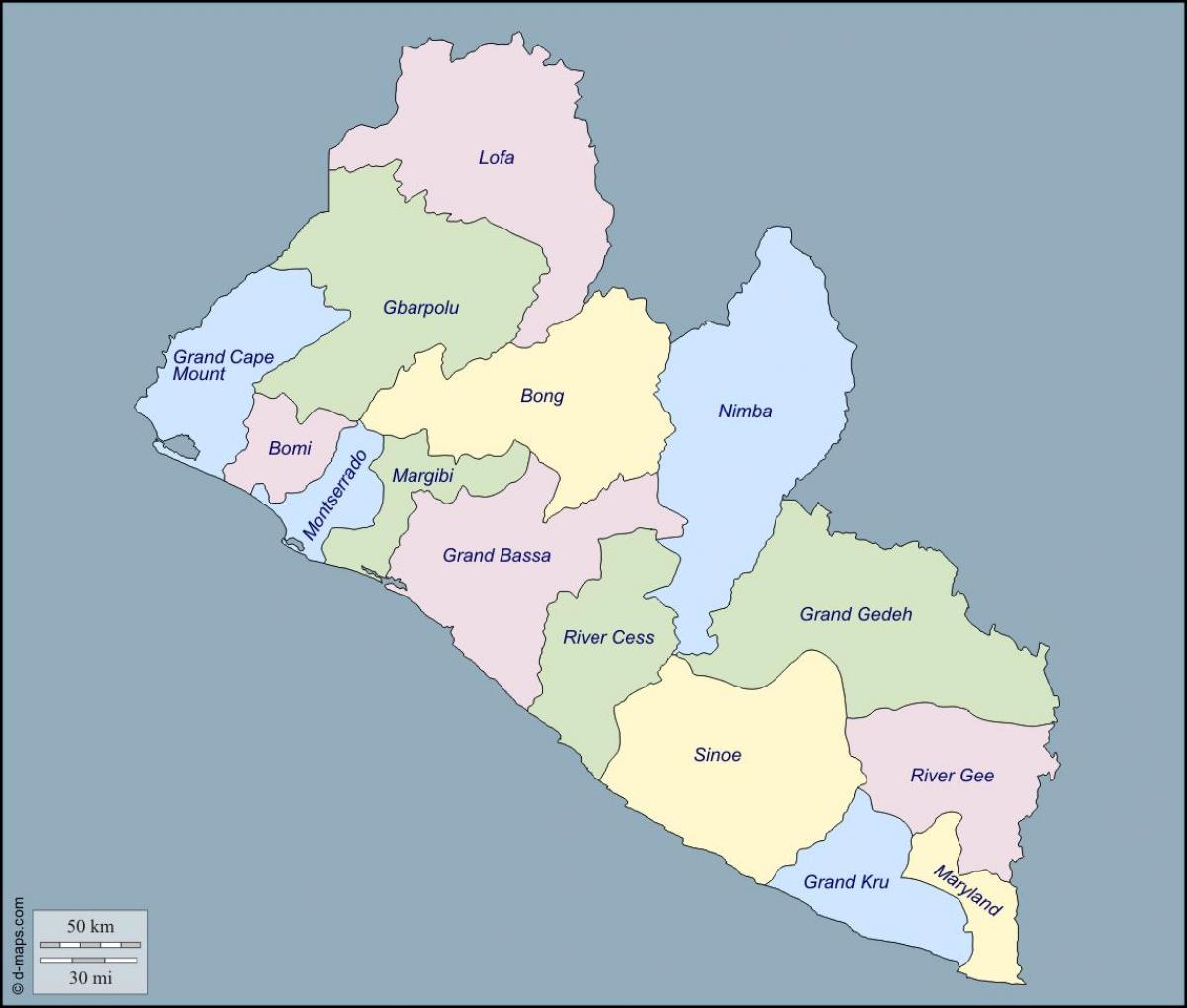 karta županije u Liberiji 