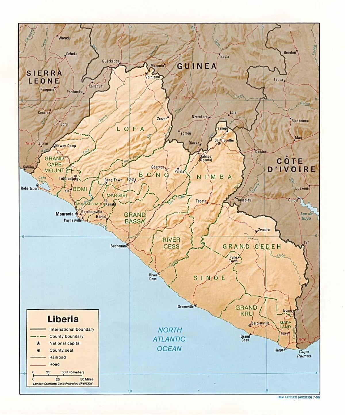 nacrtati kartu terena Liberiji