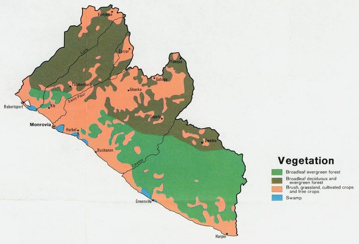 karta vegetacije kartica Liberiji