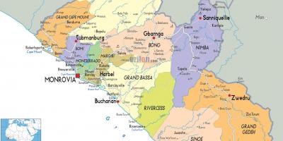 Karta zemlje Liberija 